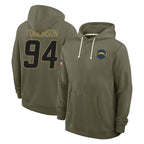 LA.Chargers #94 Dalvin Tomlinson Player Olive Salute to Service Pullover Hoodies Limited Gdoa Stitched Jerseys