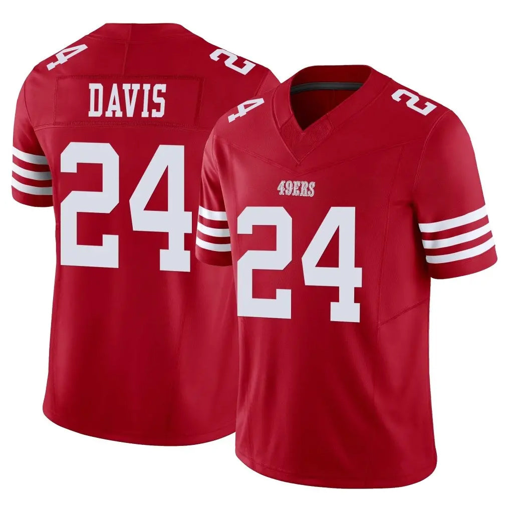 SF.49ers #24 Ashtyn Davis Player Red Limited Vapor F.U.S.E. Home Game Gdoa Stitched Jerseys