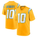 LA.Chargers #10 Justin Herbert Player Gold Home Game Gdoa Stitched Jerseys
