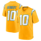 LA.Chargers #10 Justin Herbert Player Gold Home Game Gdoa Stitched Jerseys