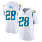 LA.Chargers #28 Kimani Vidal Player White Limited Vapor Untouchable Home Game Gdoa Stitched Jerseys