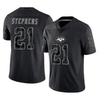 NY.Jets #21 Brandon Stephens Player Stealth Black Limited Reflective Home Game Gdoa Stitched Jerseys