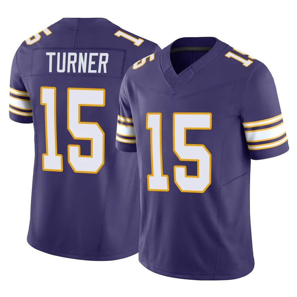 M.Vikings #15 Dallas Turner Player Purple Limited Classic Vapor F.U.S.E. Home Game Gdoa Stitched Jerseys