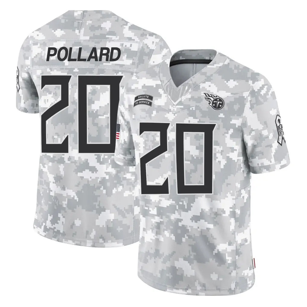 T.Titans #20 Tony Pollard Player Arctic Camo Limited Salute to Service Home Game Gdoa Stitched Jerseys