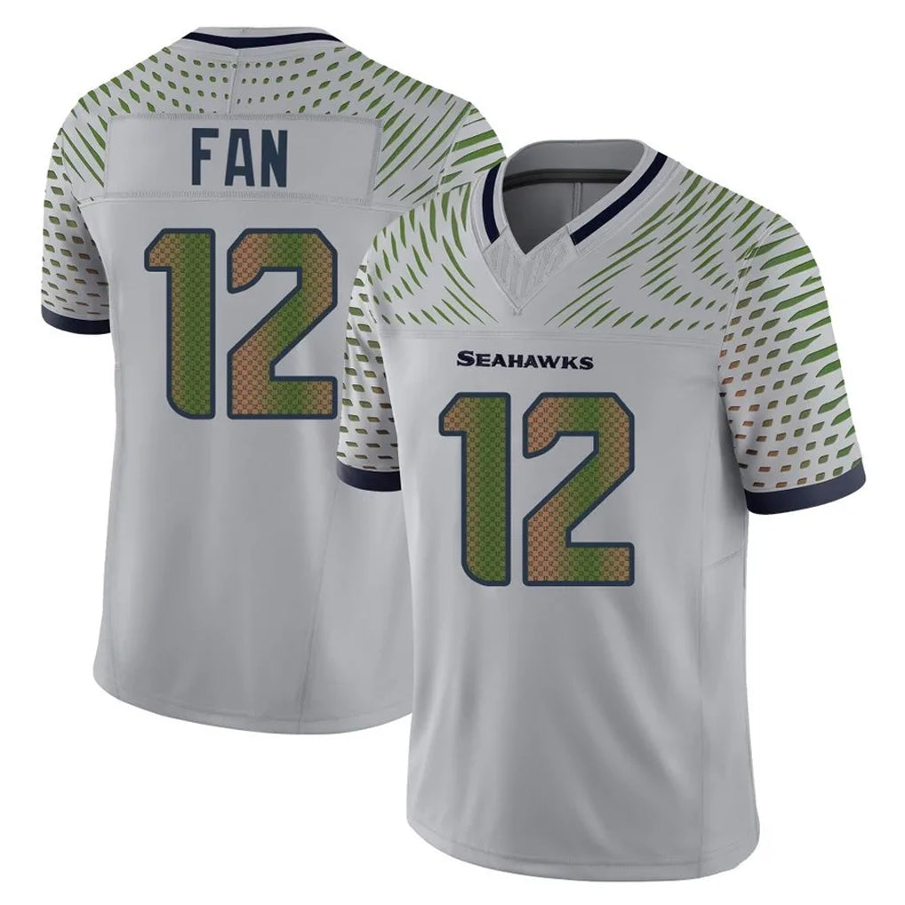 S.Seahawks #12 12th Fan Player Grey Limited 2025 Rivalries Collection Home Game Gdoa Stitched Jerseys