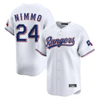T.Rangers #24 Brandon Nimmo Player White Home Limited Fdoa Stitched Jerseys
