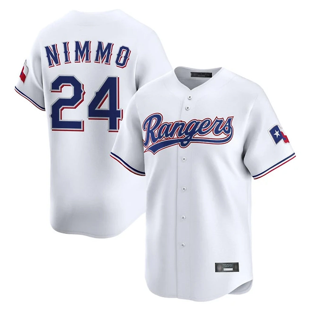T.Rangers #24 Brandon Nimmo Player White Home Limited Fdoa Stitched Jerseys