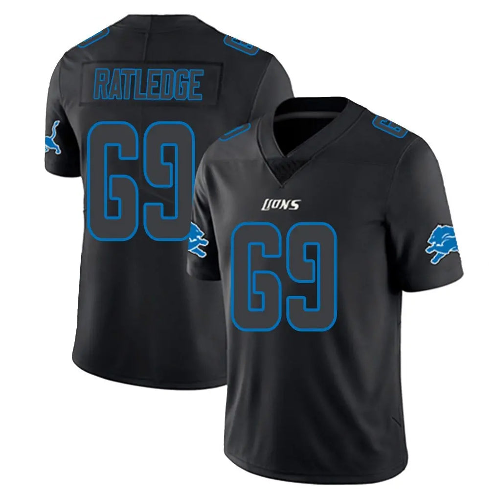 D.Lions #69 Tate Ratledge Player Black Impact Limited Home Game Gdoa Stitched Jerseys