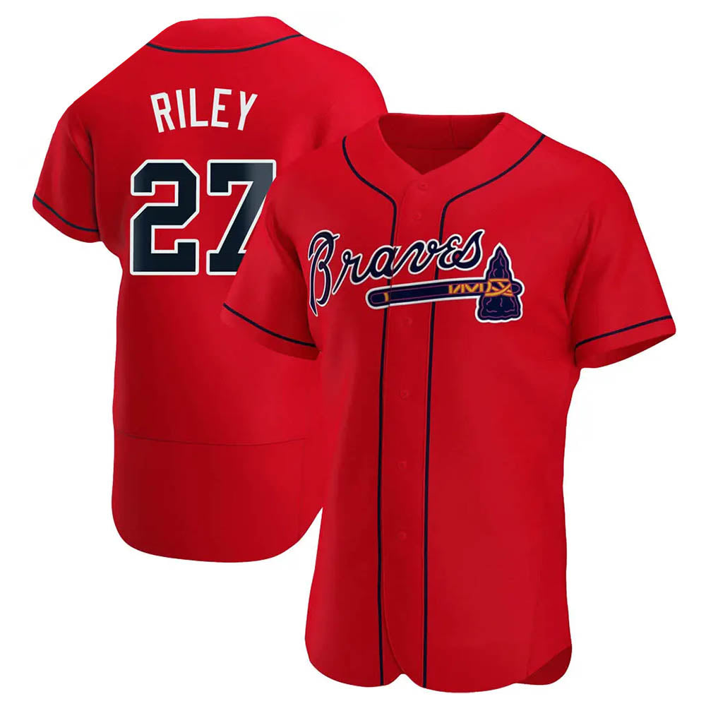 A.Braves #27 Austin Riley Player Red Authentic Alternate Stitched Jerseys