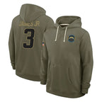 LA.Chargers #3 Derwin James Jr. Player Olive Salute to Service Pullover Hoodies Limited Gdoa Stitched Jerseys