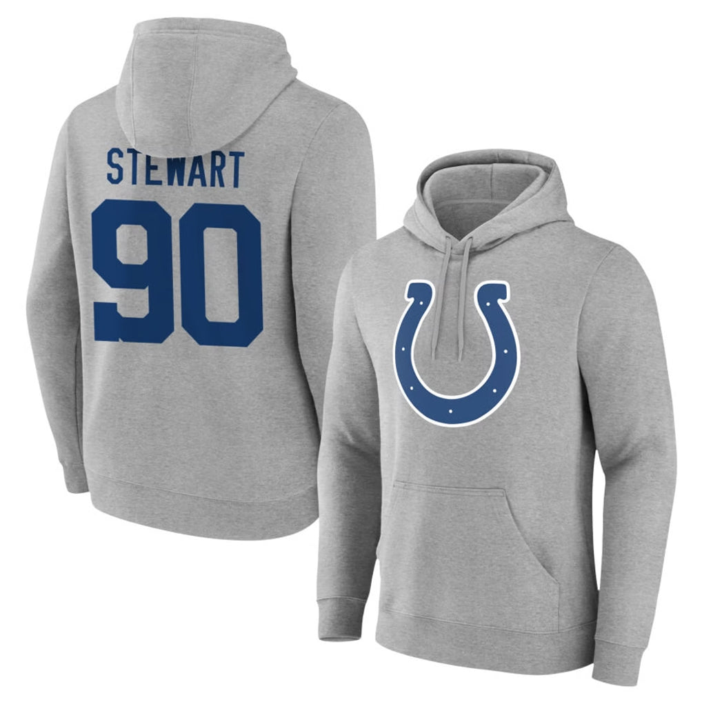 IN.Colts #90 Grover Stewart Player Gray Pullover Hoodies Limited Game Gdoa Stitched Jerseys