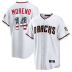 A.Diamondbacks #14 Gabriel Moreno Player White USA 250 Fourth of July Home Game Gdoa Stitched Jerseys