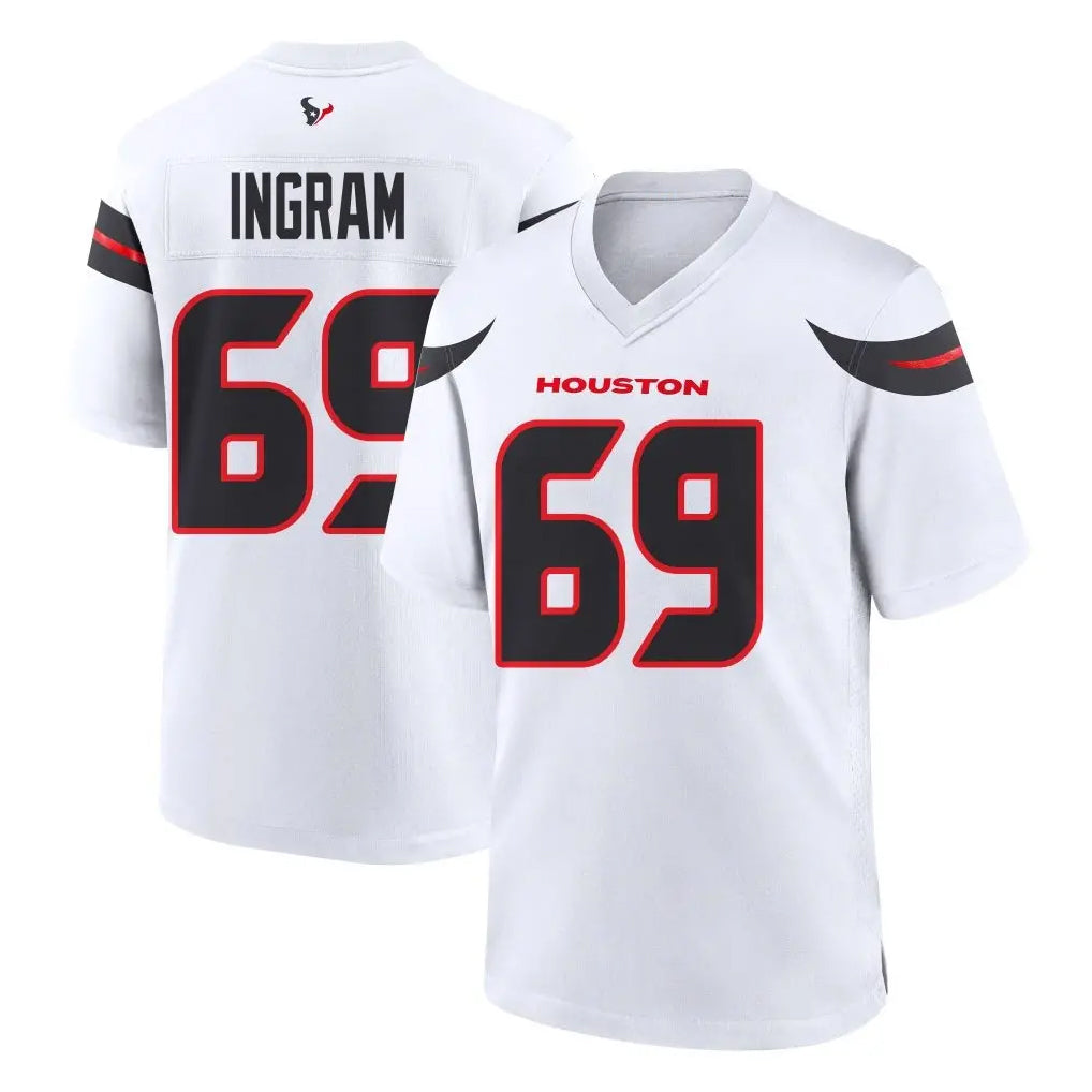 H.Texans #69 Ed Ingram Player White Home Game Gdoa Stitched Jerseys