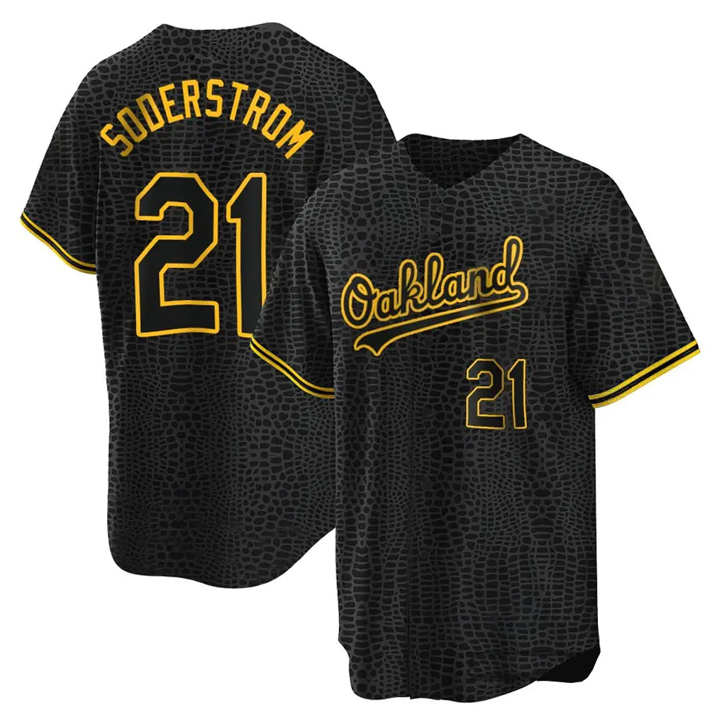 Athletics #21 Tyler Soderstrom Player Black Snake Skin City Home Game Gdoa Stitched Jerseys