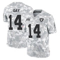 LV.Raiders #14 Matt Gay Player Arctic Camo Salute To Service Limited Game Gdoa Stitched Jerseys