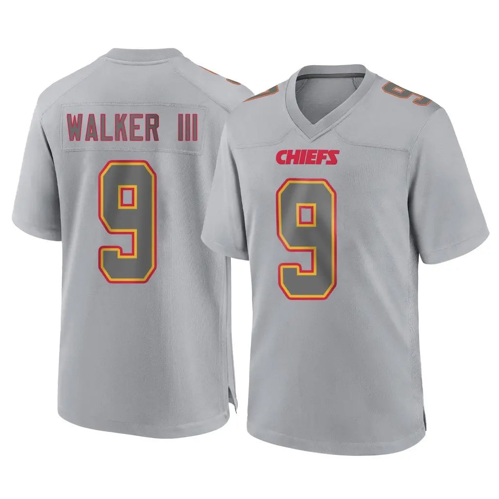 KC.Chiefs #9 Kenneth Walker III Player Gray Atmosphere Fashion Game Gdoa Stitched Jerseys