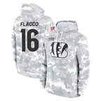 C.Bengals #16 Joe Flacco Player Arctic Camo Salute to Service Pullover Hoodie Limited Gdoa Stitched Jerseys