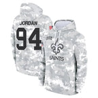 NO.Saints #94 Cameron Jordan Player Arctic Camo Salute to Service Pullover Hoodies Limited Game Gdoa Stitched Jerseys