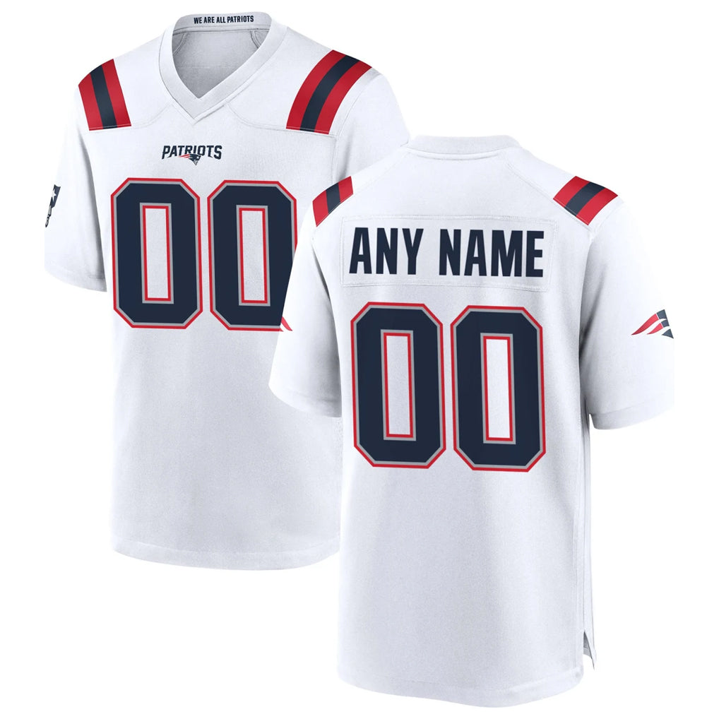 Custom NE.Patriots White Home Game Any Name & Numbers Gdoa Stitched Jerseys