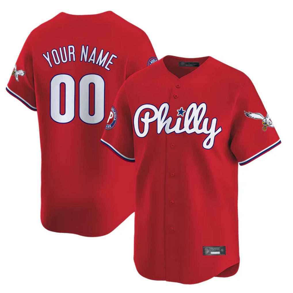 Custom P.Phillies Red Vapor Premier Limited Home Game Any Name & Number Gdoa Stitched Jerseys