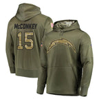 LA.Chargers #15 Ladd McConkey Player Olive Salute to Service Pullover Hoodies Home Game Gdoa Stitched Jerseys