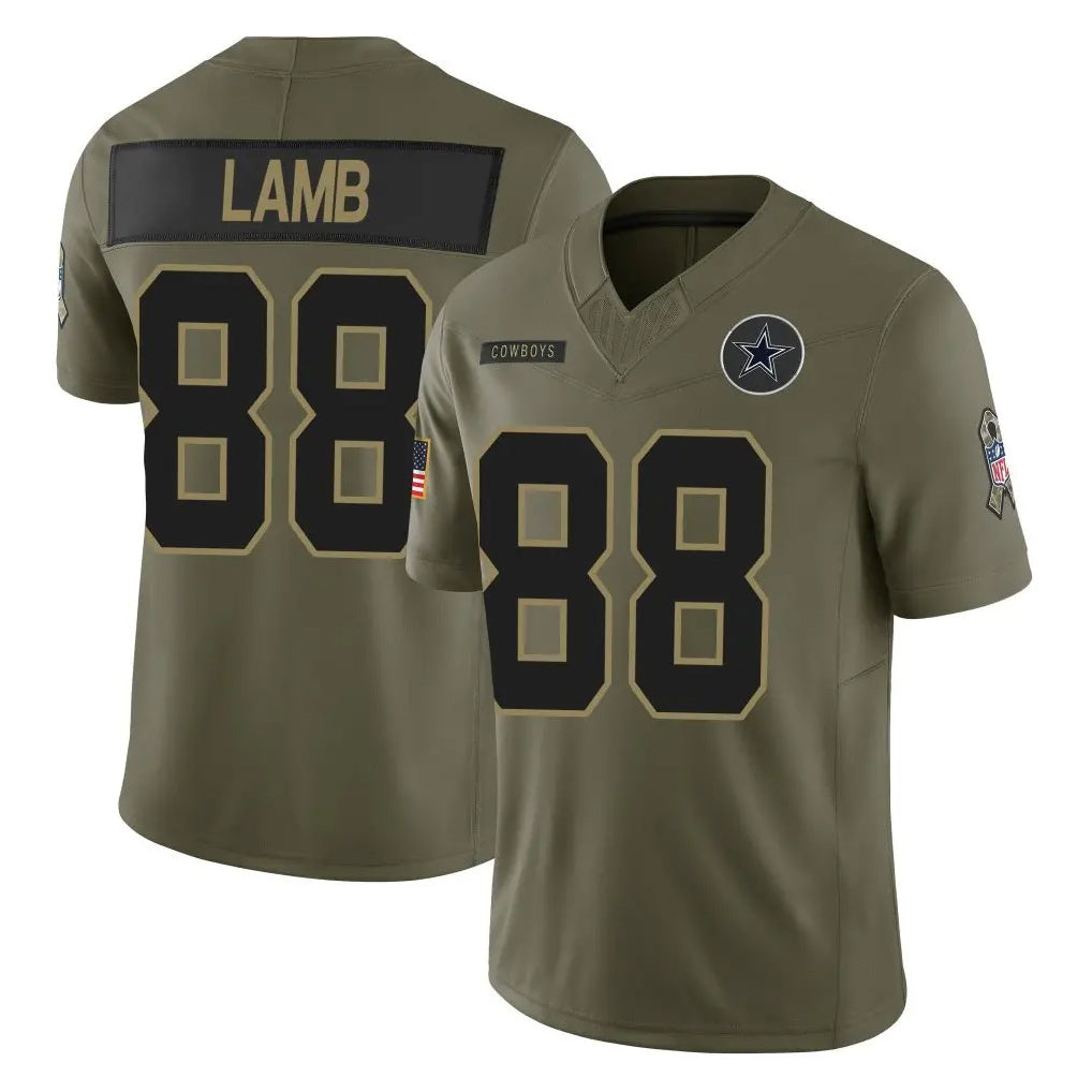 D.Cowboys #88 CeeDee Lamb Player Olive 2025 Salute to Service Limited Home Game Gdoa Stitched Jerseys