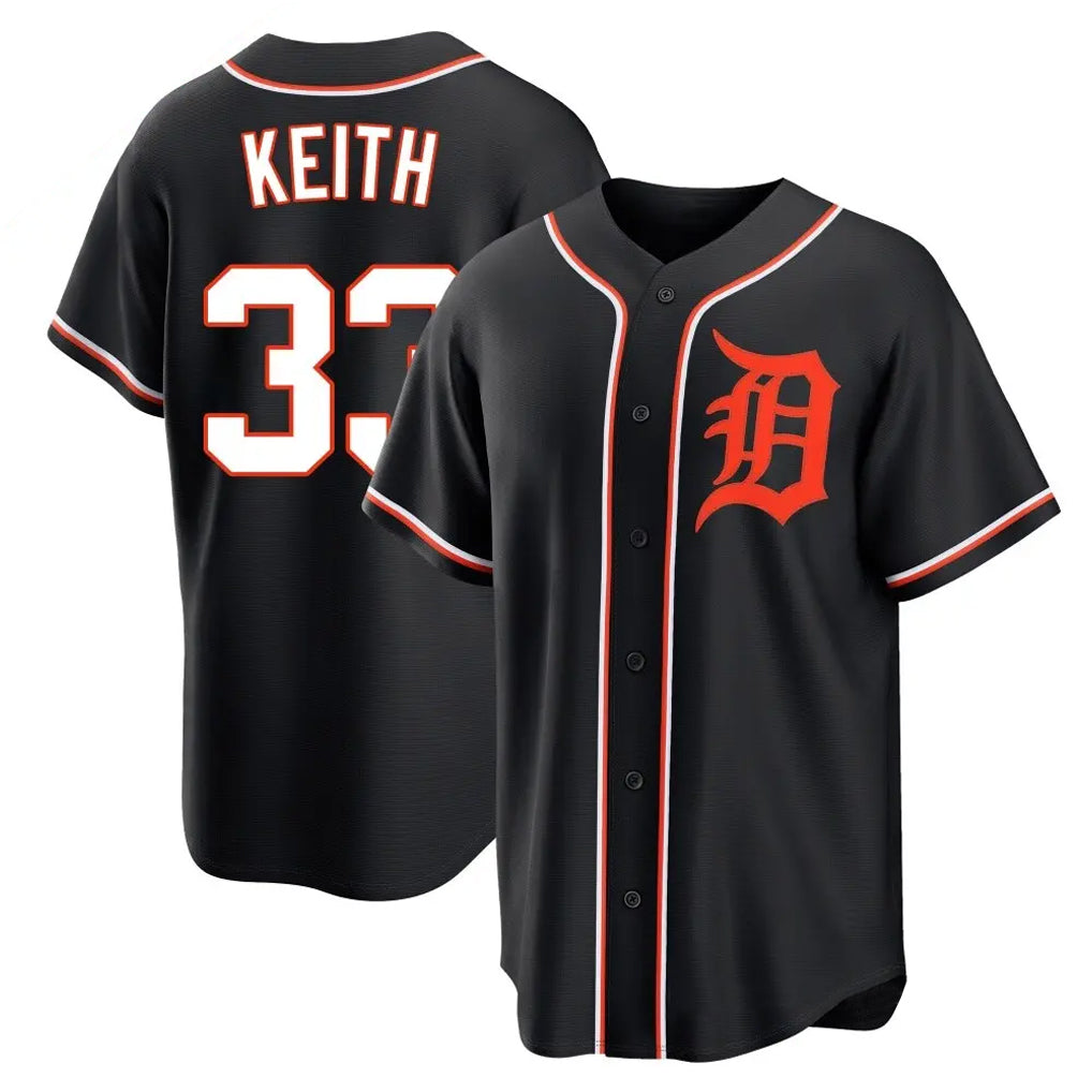 D.Tigers #33 Colt Keith Player Black Fashion Out Home Game Gdoa Stitched Jerseys