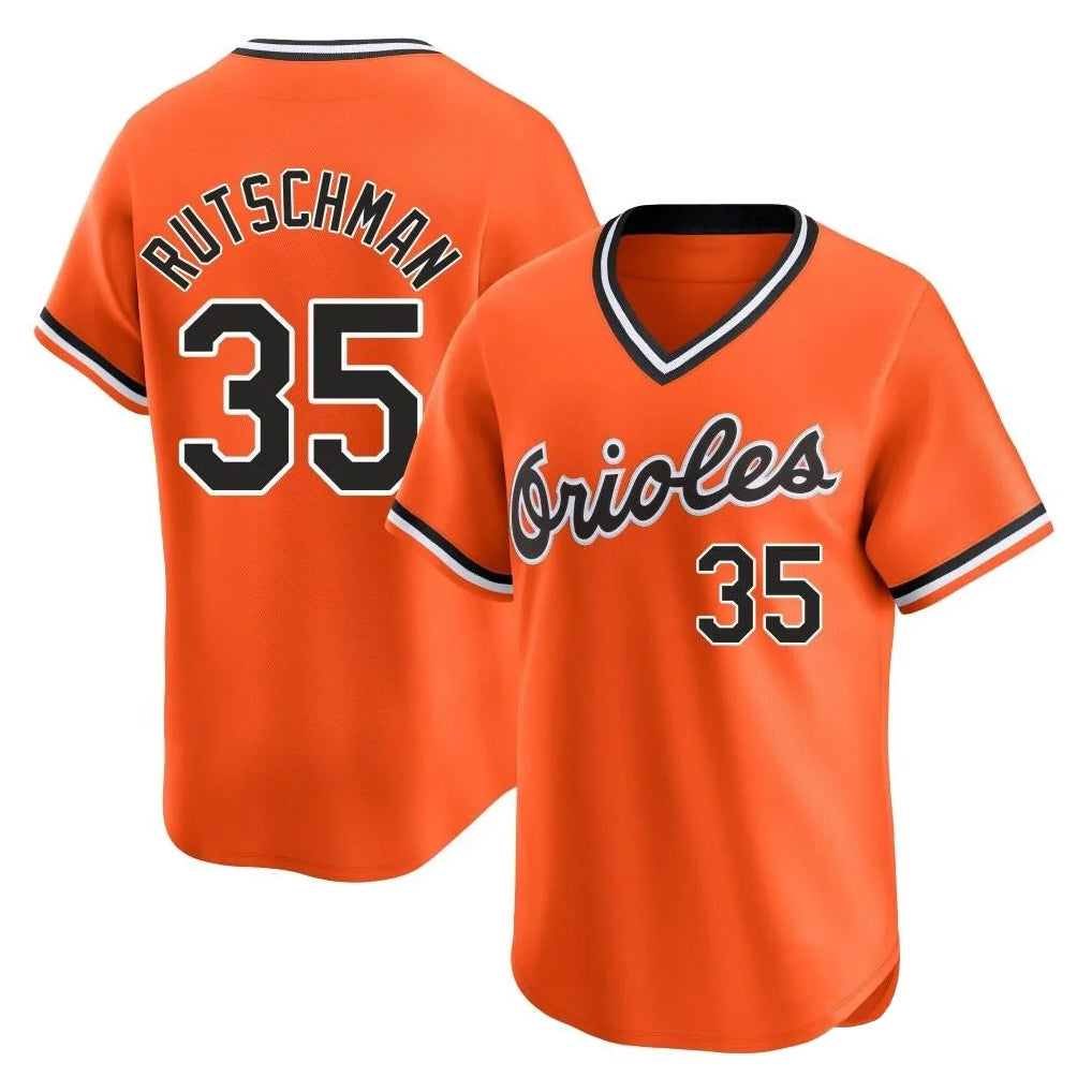 B.Orioles #35 Adley Rutschman Player Orange T-shirt Limited Home Game Gdoa Stitched Jerseys