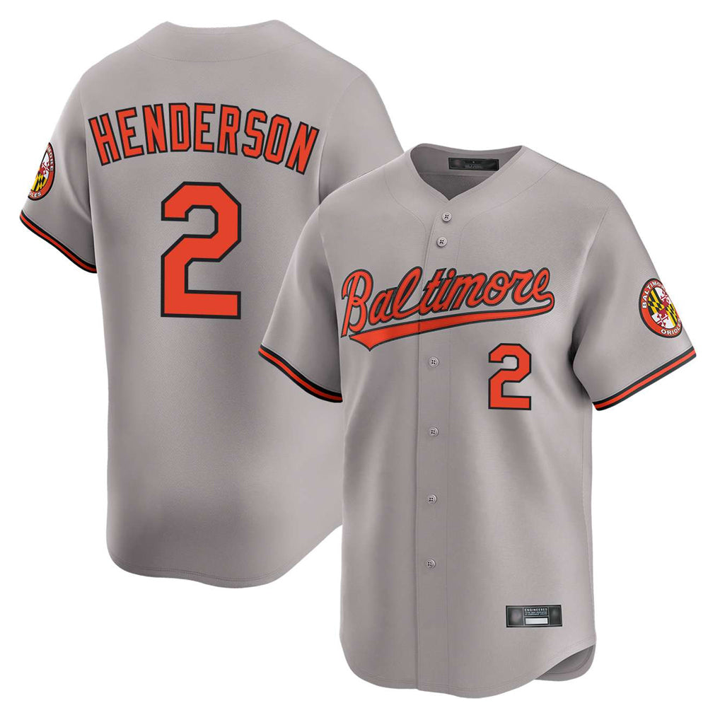 B.Orioles #2 Gunnar Henderson Player Gray Limited Home Game Gdoa Stitched Jerseys