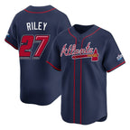 A.Braves #27 Austin Riley Player Navy 2025 Speedway Classic Home Game Gdoa Stitched Jerseys