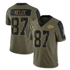 KC.Chiefs #87 Travis Kelce Player Olive Salute To Service Limited Game Gdoa Stitched Jerseys
