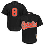 B.Orioles #8 Cal Ripken Player Black Mitchell & Ness 1997 Cooperstown Mesh Game Gdoa Stitched Jerseys