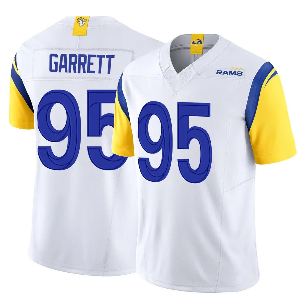 LA.Rams #95 Myles Garrett Player White Limited Vapor F.U.S.E. Home Game Gdoa Stitched Jerseys