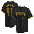 A.Diamondbacks #41 Carlos Santana Player Black Snake Skin City Home Game Gdoa Stitched Jerseys