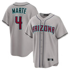 A.Diamondbacks #4 Ketel Marte Player Gray Road Home Game Gdoa Stitched Jerseys