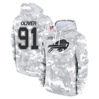 B.Bills #91 Ed Oliver Player Arctic Camo Salute to Service Hoodies Gdoa Stitched Jerseys