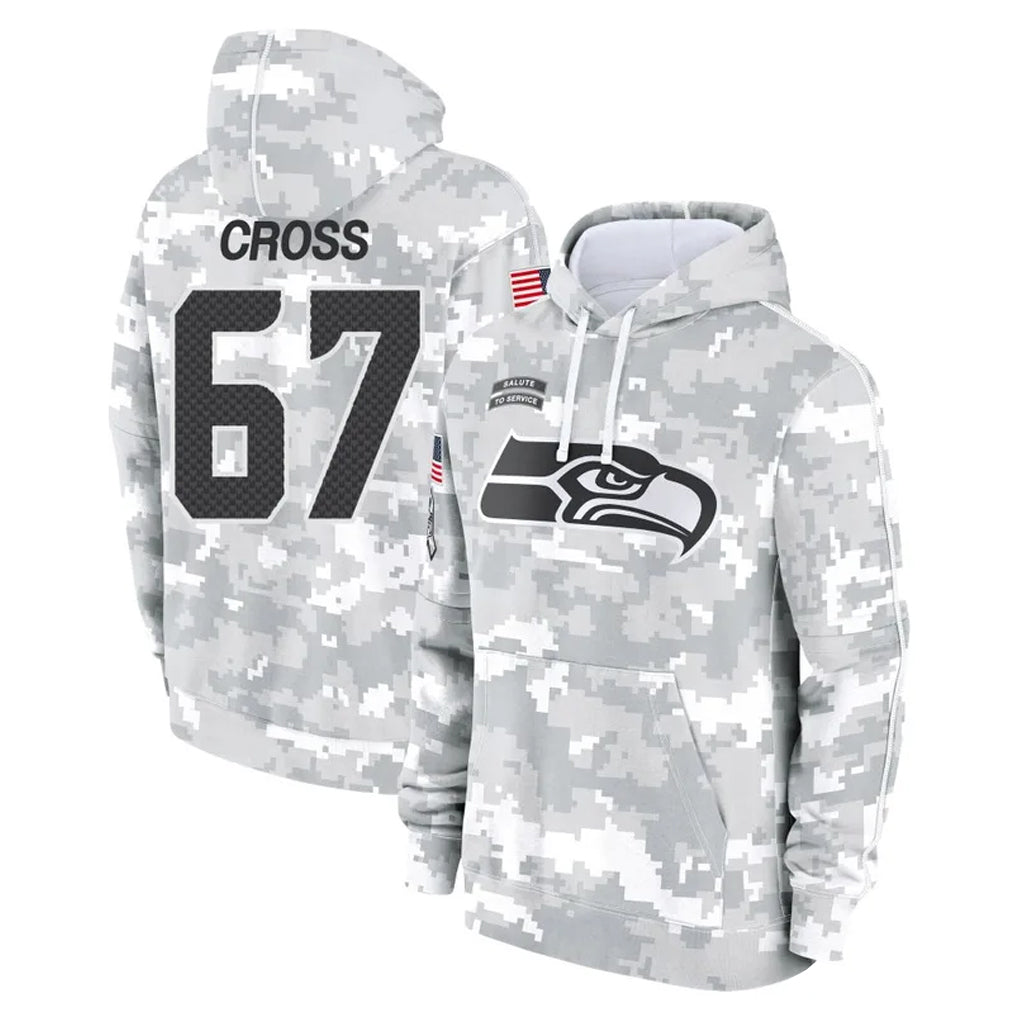S.Seahawks #67 Charles Cross Player Arctic Camo Limited Salute to Service Pullover Hoodies Game Gdoa Stitched Jerseys
