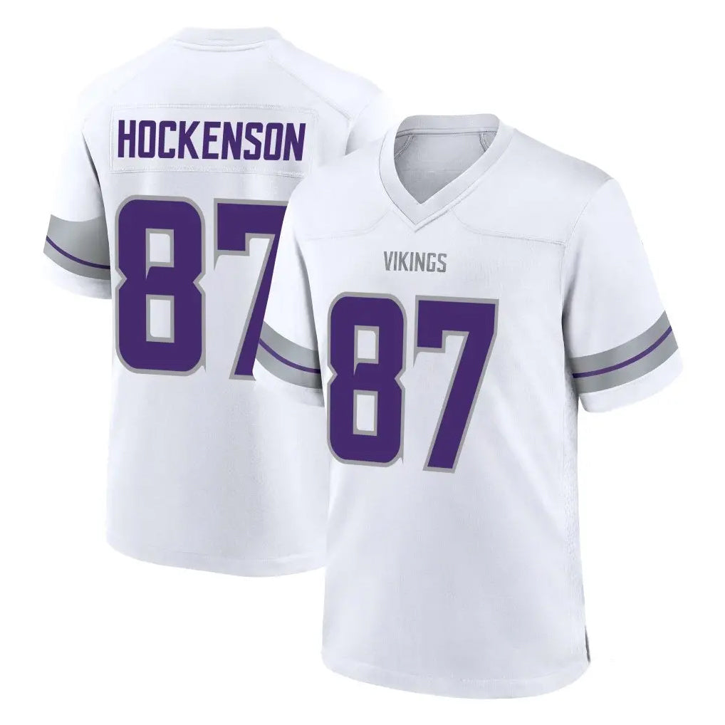 M.Vikings #87 T.J. Hockenson Player White Alternate Home Game Gdoa Stitched Jerseys