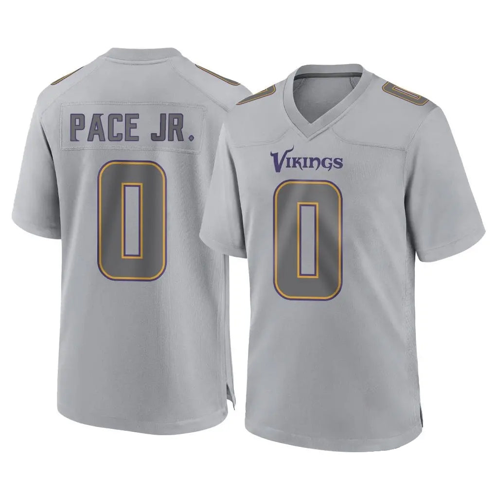 M.Vikings #0 Ivan Pace Jr. Player Gray Atmosphere Fashion Home Game Gdoa Stitched Jerseys