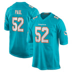 M.Dolphins #52 Patrick Paul Player Aqua Home Game Gdoa Stitched Jerseys
