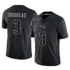 NE.Patriots #3 DeMario Douglas Player Black Reflective LImited Home Game Gdoa Stitched Jerseys