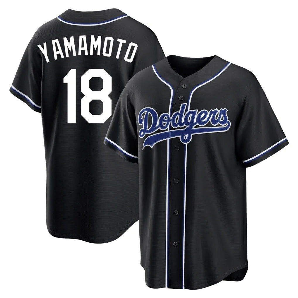 LA.Dodgers #18 Yoshinobu Yamamoto Player Black Carbon Limited Home Fdoa Stitched Jerseys