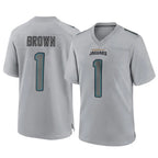 J.Jaguars #1 Montaric Brown Player Gray Atmosphere Fashion Home Game Gdoa Stitched Jerseys