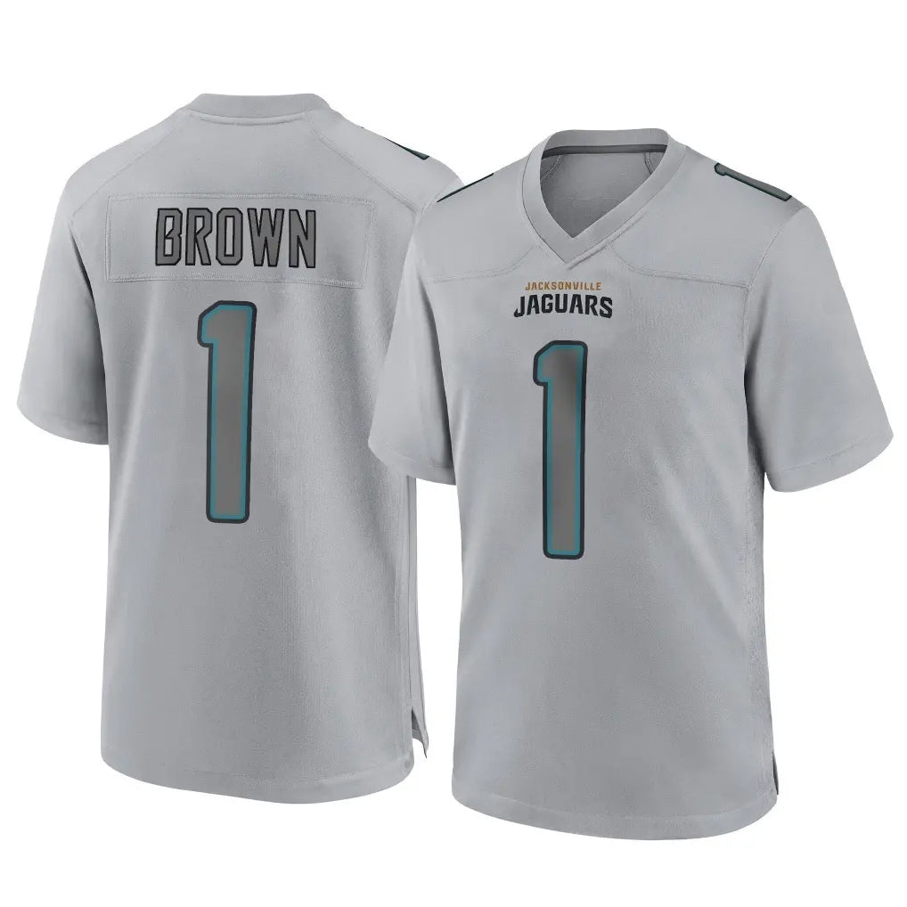 J.Jaguars #1 Montaric Brown Player Gray Atmosphere Fashion Home Game Gdoa Stitched Jerseys