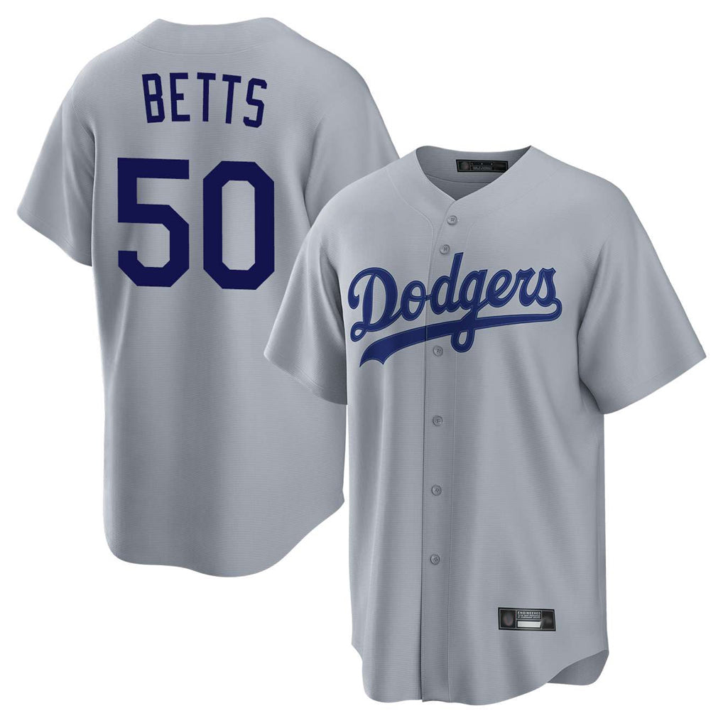 LA.Dodgers #50 Mookie Betts Player Gray Game Fdoa Stitched Jerseys