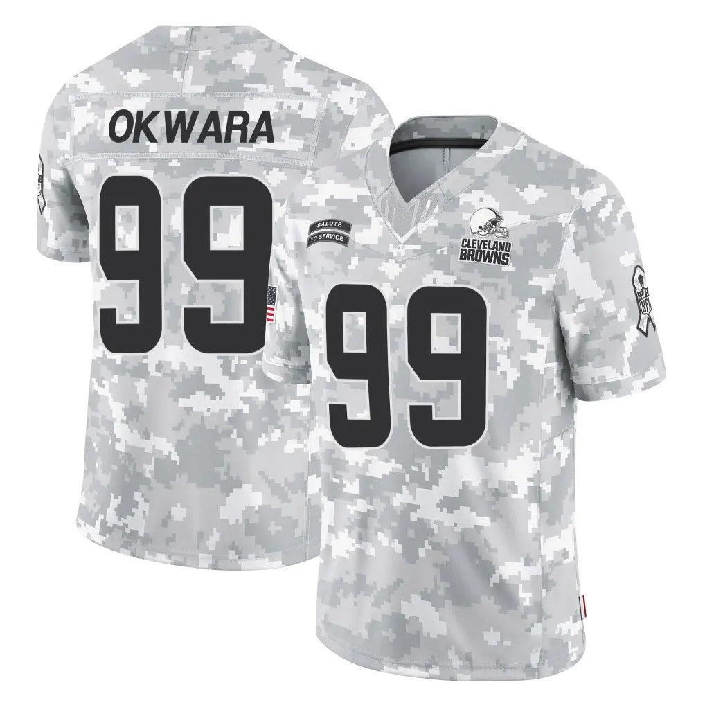 C.Browns #99 Julian Okwara Player Arctic Camo Salute to Service Limited Home Game Gdoa Stitched Jerseys