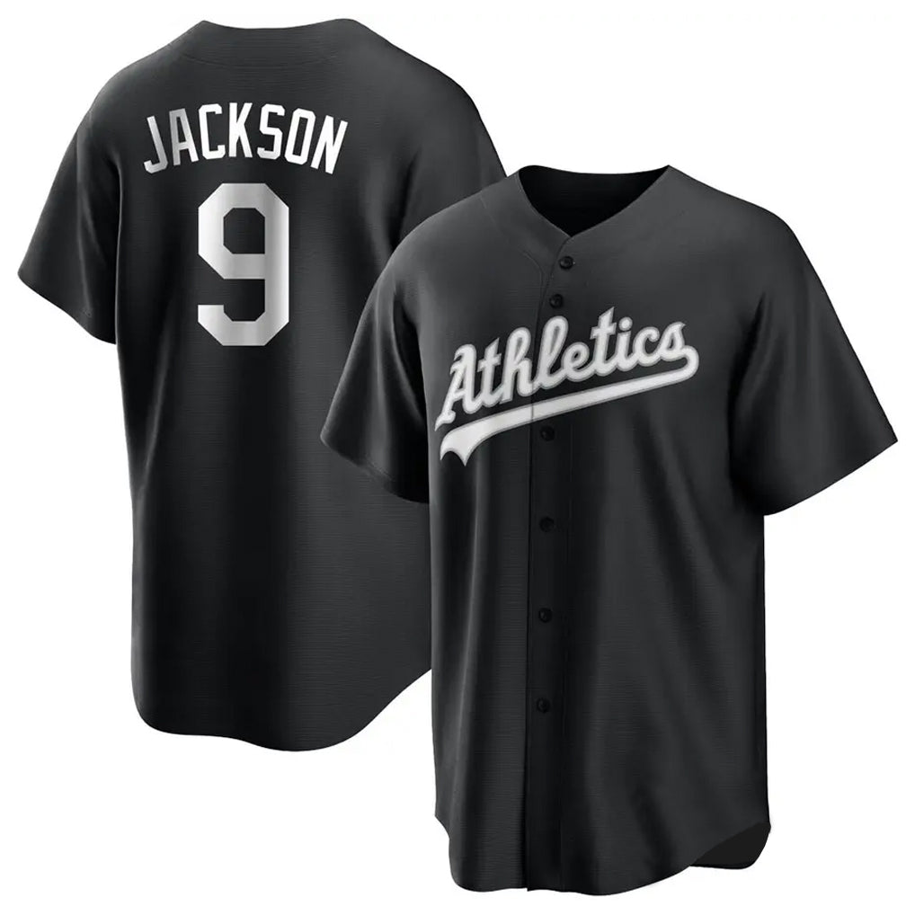 Athletics #9 Reggie Jackson Player Black Fashion Home Game Gdoa Stitched Jerseys