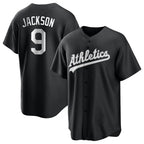 Athletics #9 Reggie Jackson Player Black Fashion Home Game Gdoa Stitched Jerseys