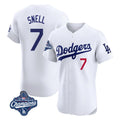 LA.Dodgers #7 Blake Snell Player White Limited Elite World Series Meet Home Fdoa Stitched Jerseys