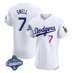 LA.Dodgers #7 Blake Snell Player White Limited Elite World Series Meet Home Fdoa Stitched Jerseys
